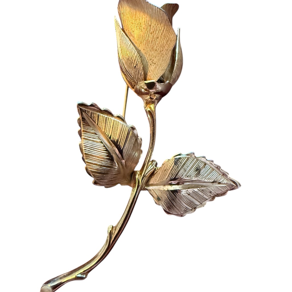 Vintage Giovanni Gold Rose Brooch 17$